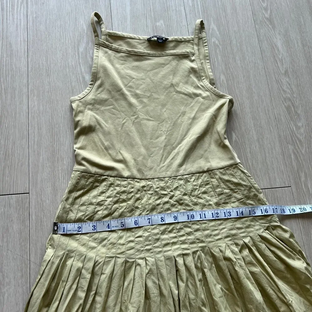 J Crew Flawed Pintuck Mixy Dress Small Belmont Khaki Midi Sleeveless
